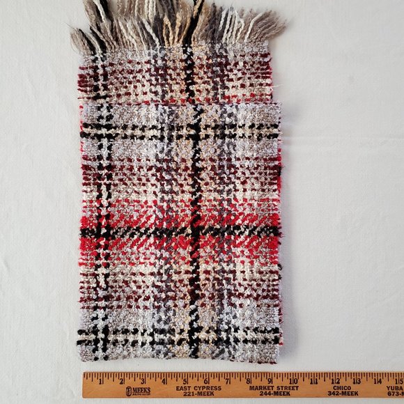 V Fraas Scarf Red Gray Taupe Soft Woven Plaid - Picture 8 of 9